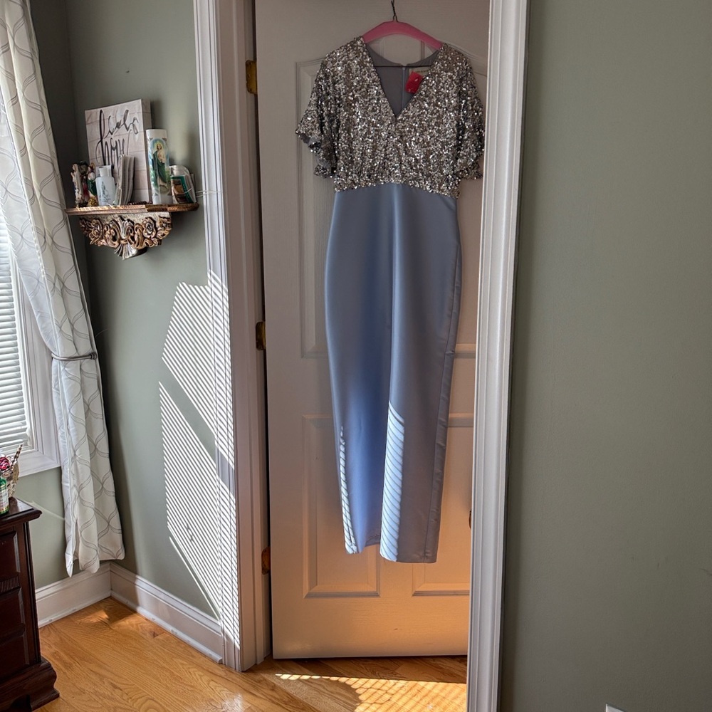Sachin + Babi Silver and Blue Pencil Skirt